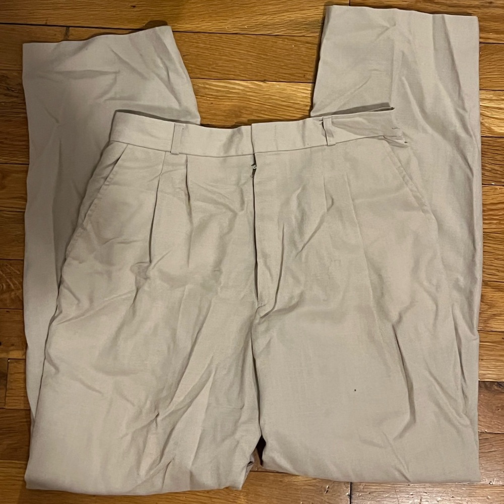 Linen Style Khaki Trousers